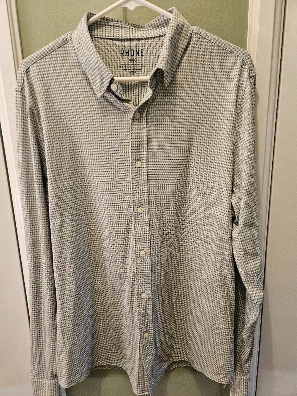 Rhone Commuter Slim Fit Shirt Large L Green Button-Up Performance Office Casual